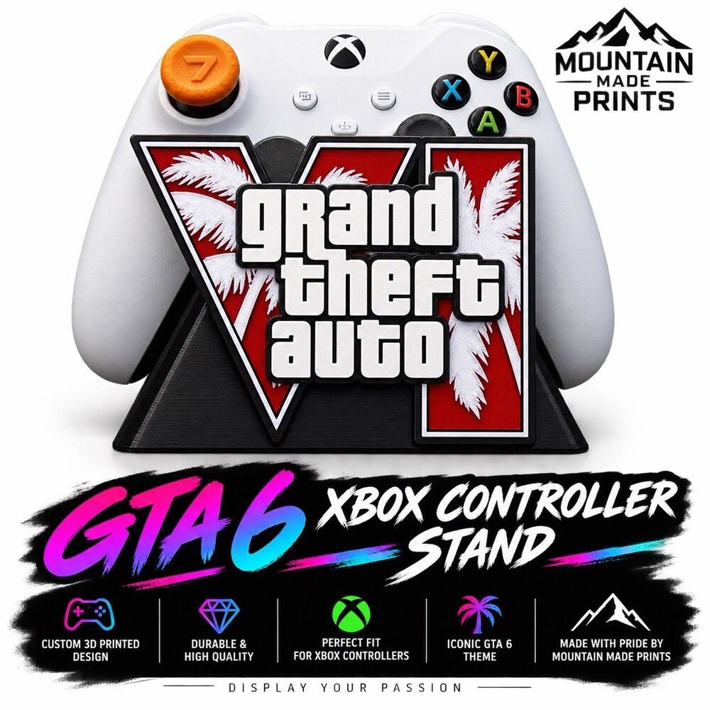 GTA 6 Inspired Xbox Controller Stand – 3D Printed Gaming Display Holder